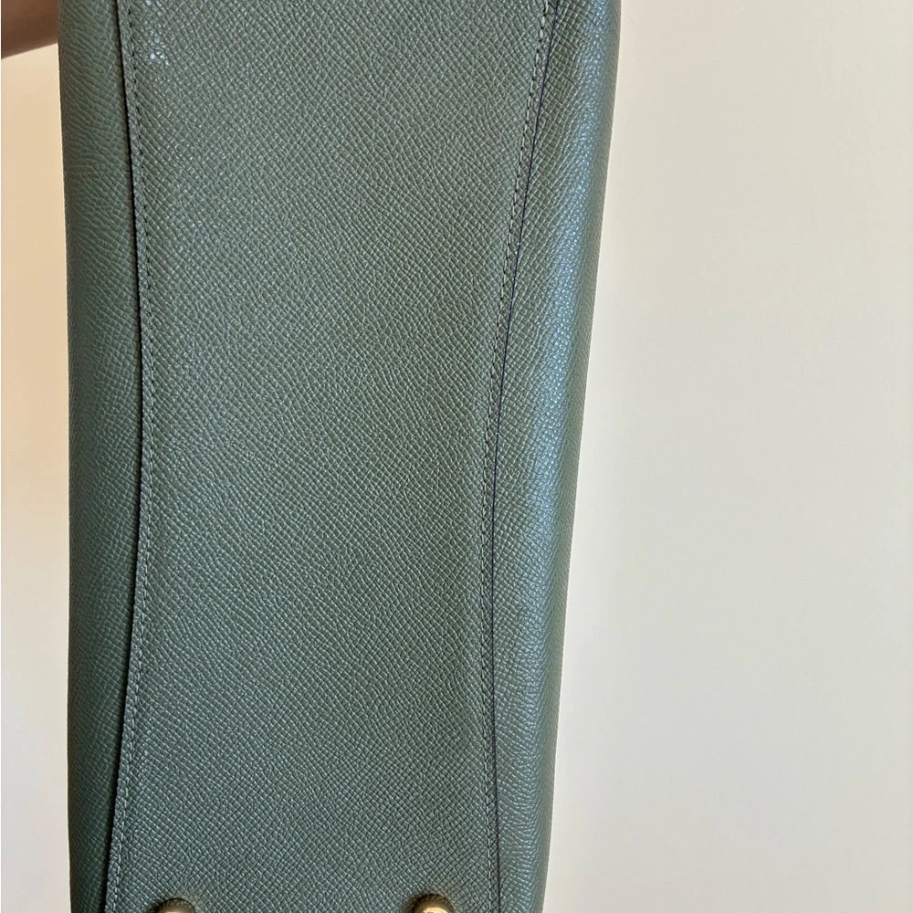 Coach Mini Sage Green Olive Carryall Satchel in Military Green Crossgrain Leathe